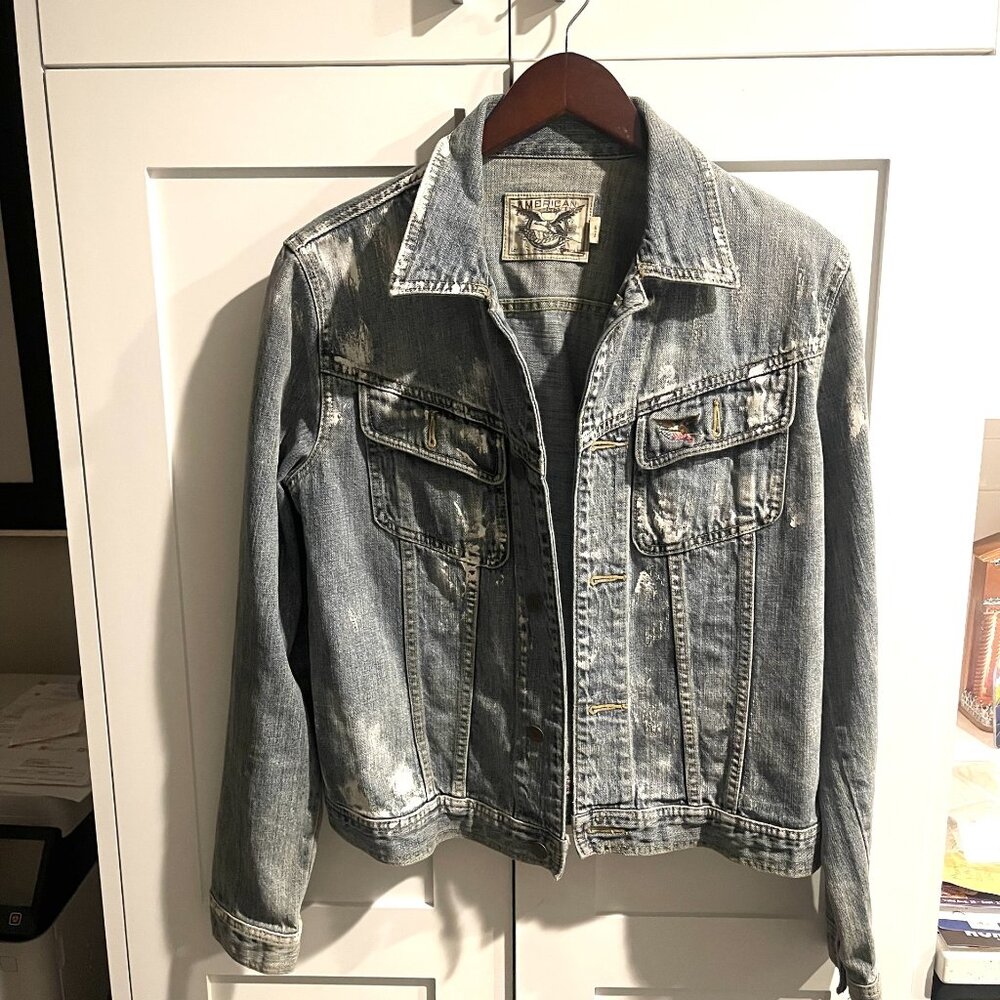 American Living Med Women's Distressed Denim Jacket